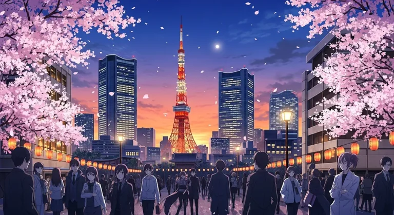 Japanese anime-inspired city wallpaper in 4K for PC and laptop monitors