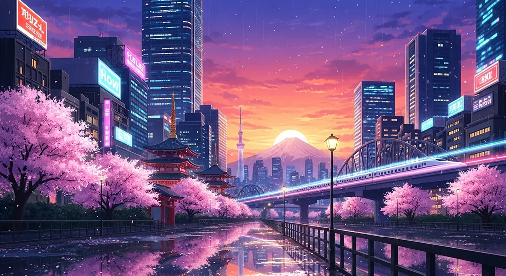 Cool anime city 4K wallpaper design for laptops and desktop PCs