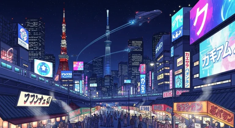 Anime cityscape 4K desktop wallpaper, perfect for PC and laptop use
