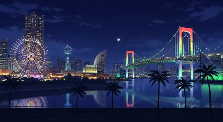 Anime city 4K wallpaper for desktop PC and laptop, Japanese cityscape background