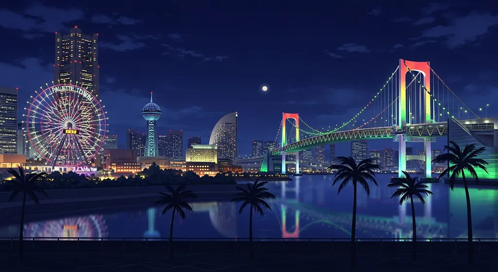 Anime city 4K wallpaper for desktop PC and laptop, Japanese cityscape background