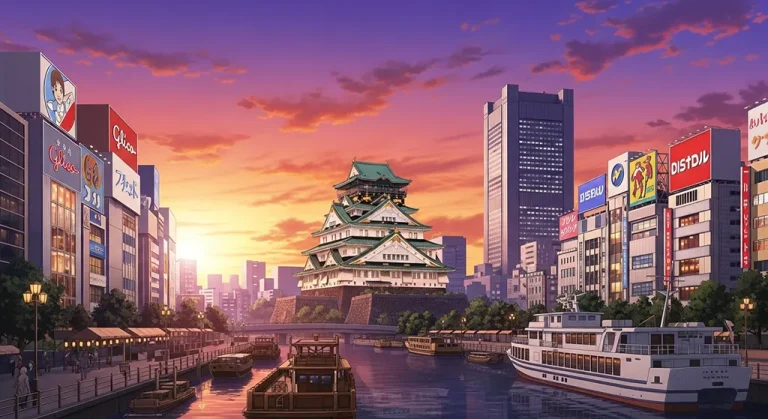 Anime city aesthetic wallpaper in 4K ultra HD for laptop and desktop screens