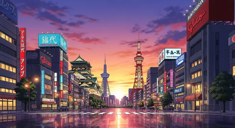 Anime city HD 4K wallpaper for laptop background and desktop display