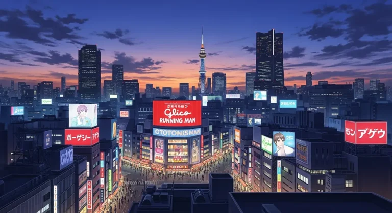 Japanese anime city 4K background image for widescreen laptops and PCs