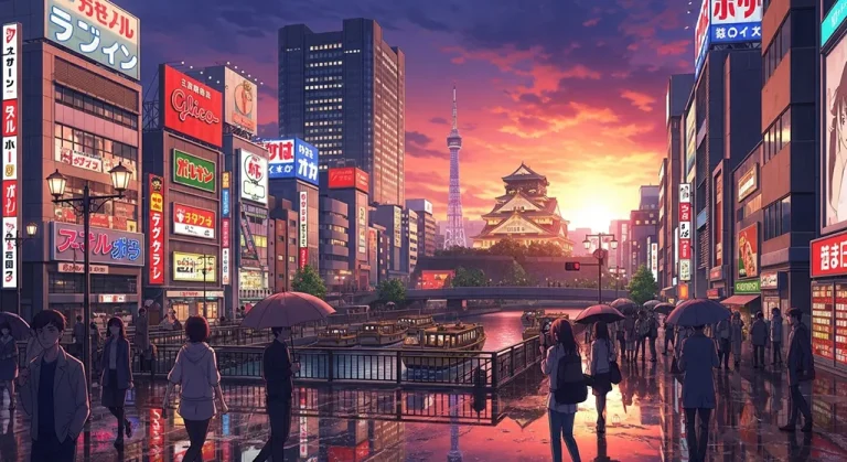 Japanese animation city 4K wallpaper, suitable for desktop PC and laptops