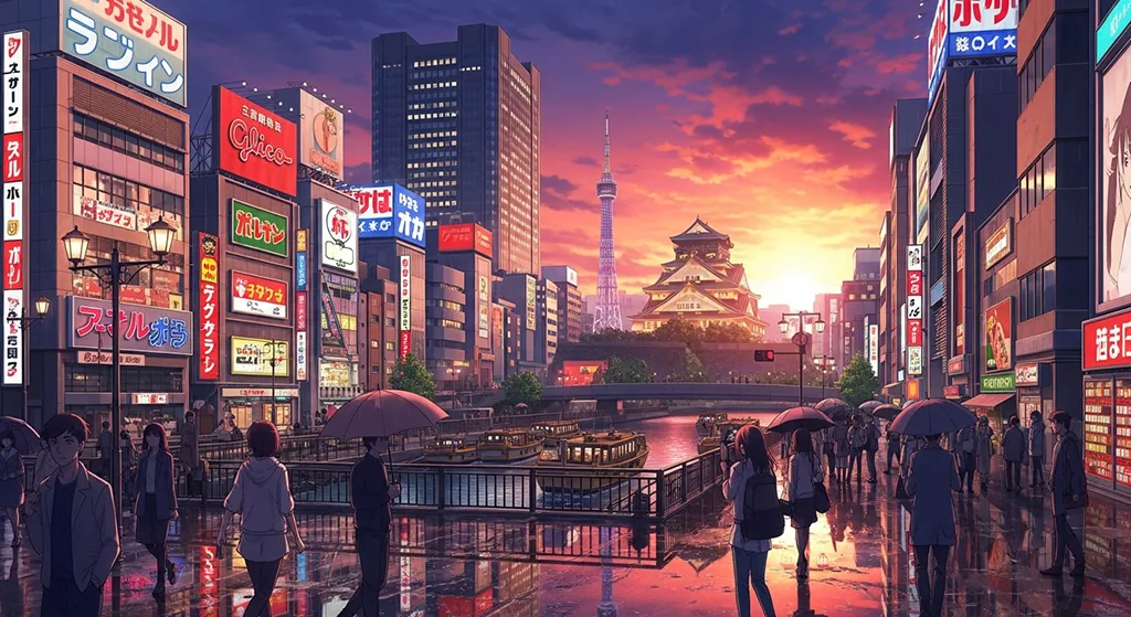 Japanese animation city 4K wallpaper, suitable for desktop PC and laptops