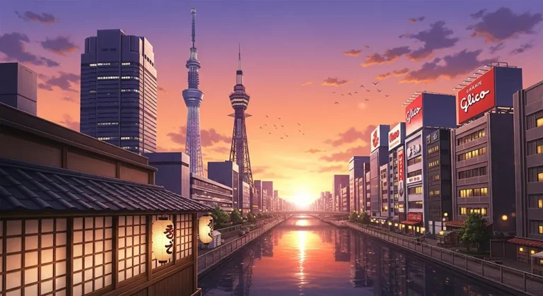 Cool anime city HD wallpaper in 4K resolution for computer and notebook screens