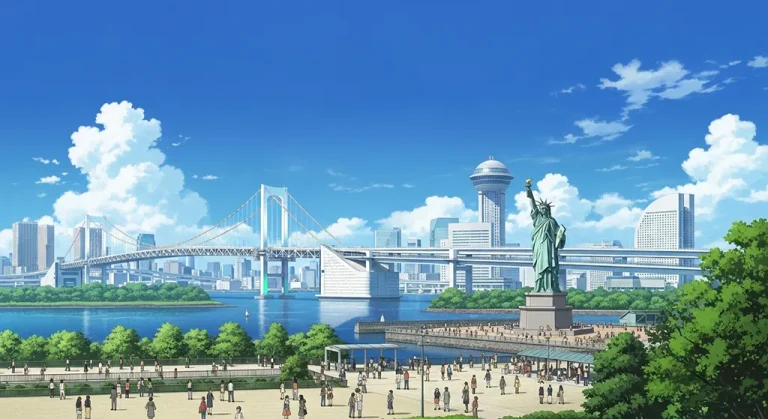 Anime city stylish ultra HD 4K background wallpaper for desktops and PCs