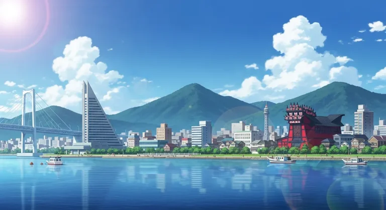 Cool Japanese anime city HD wallpaper in 4K for laptop and desktop screens