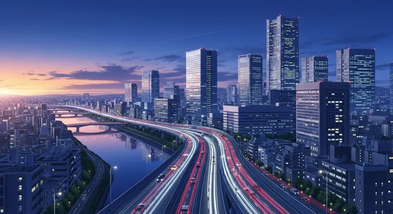 Japanese anime-inspired city wallpaper in 4K for PC and laptop monitors