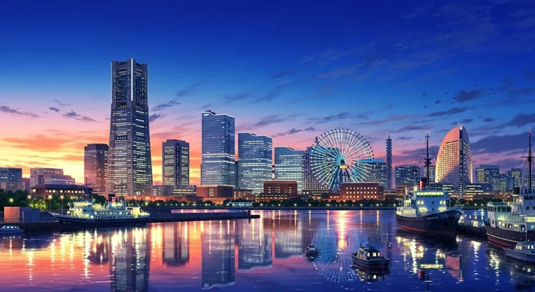 Japanese anime-inspired city wallpaper in 4K for PC and laptop monitors