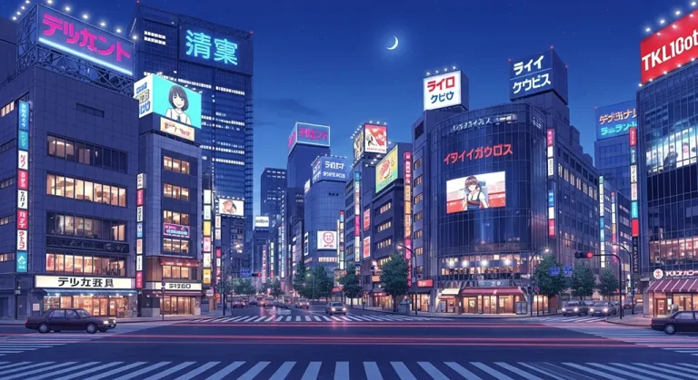 Cool anime city HD wallpaper in 4K resolution for computer and notebook screens