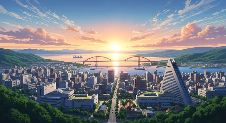 Anime city in 4K resolution wallpaper, optimized for desktop PC and notebook