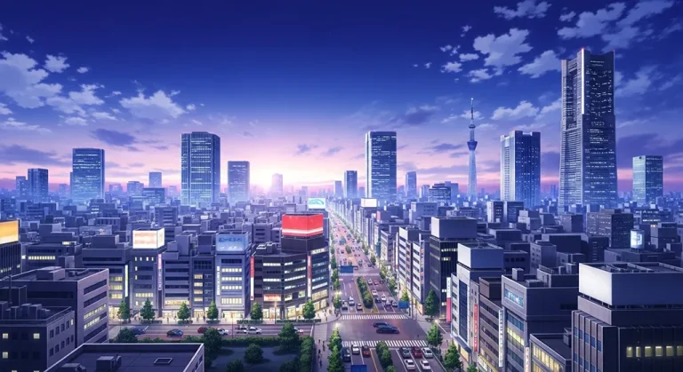Anime city stylish 4K desktop wallpaper for laptop background display