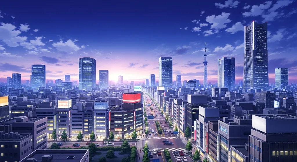 Anime city stylish 4K desktop wallpaper for laptop background display