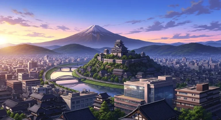 Anime city 4K wallpaper for desktop PC and laptop, Japanese cityscape background