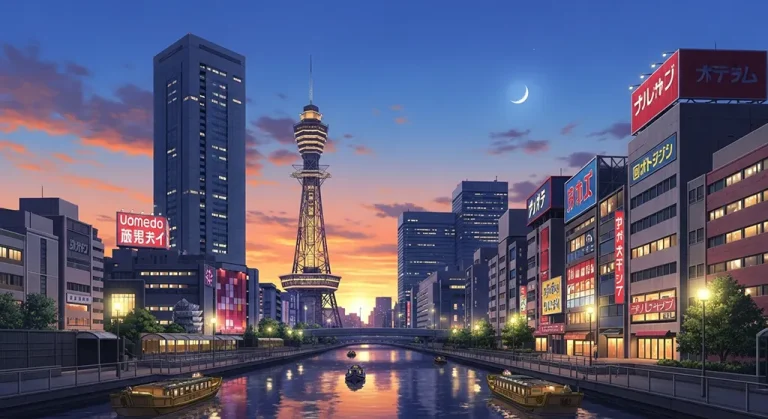 Japanese anime city wallpaper in 4K for desktop PC and widescreen laptops