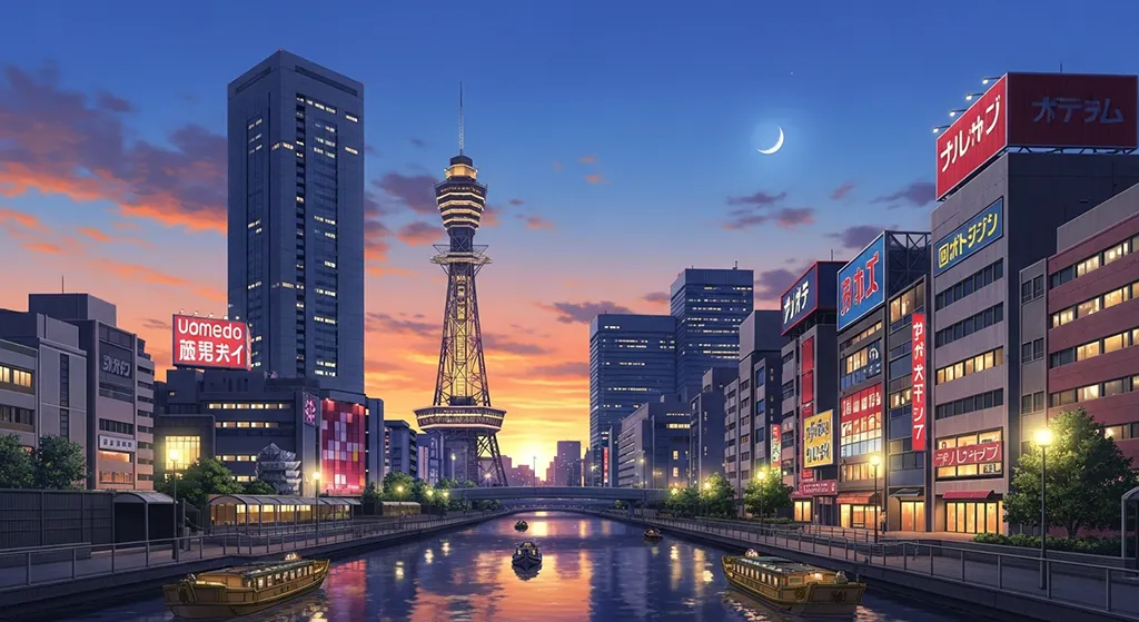 Japanese anime city wallpaper in 4K for desktop PC and widescreen laptops