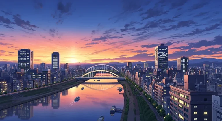 Ultra sharp anime city 4K desktop wallpaper image for widescreen laptops