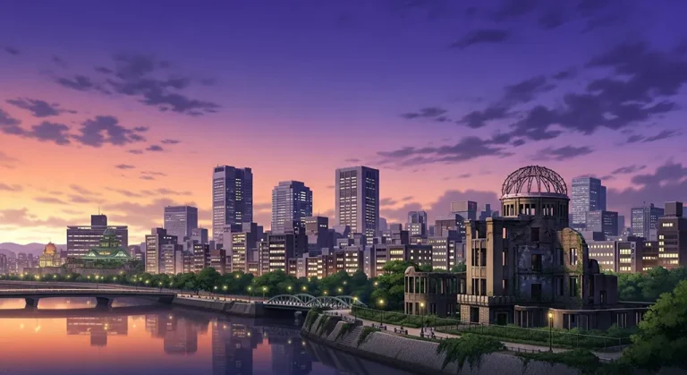 Cool Japanese anime city HD wallpaper in 4K for laptop and desktop screens
