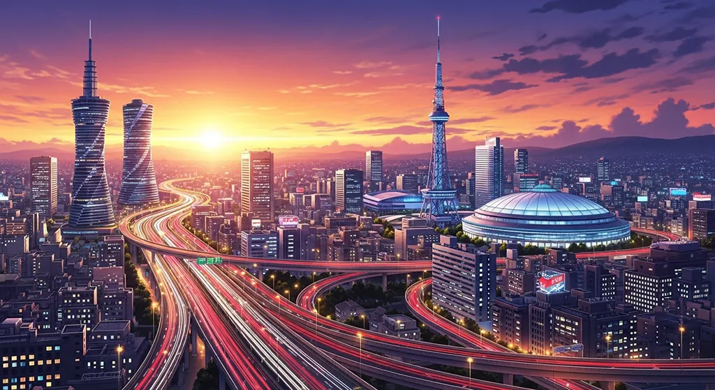 Anime city ultra HD desktop wallpaper in 4K resolution for computer screens