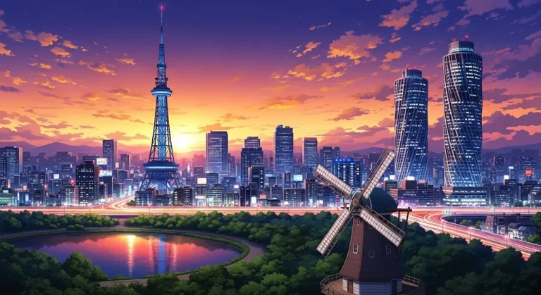 Ultra sharp anime city 4K desktop wallpaper image for widescreen laptops
