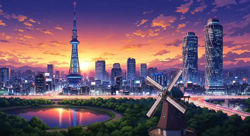 Ultra sharp anime city 4K desktop wallpaper image for widescreen laptops