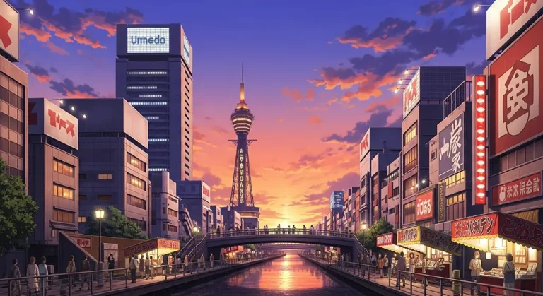 Japanese anime city 4K background image for widescreen laptops and PCs