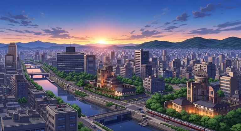 Anime city 4K HD wallpaper image for widescreen desktop PCs and laptops