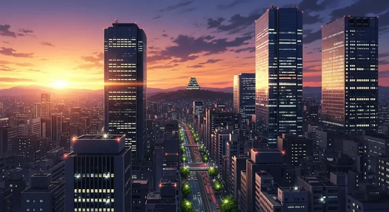 Stylish anime city desktop wallpaper, 4K ultra HD for laptop display