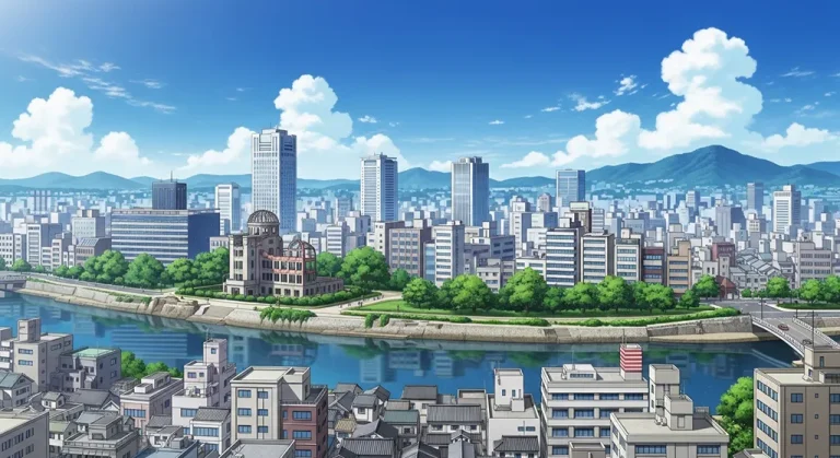 Anime city ultra HD desktop wallpaper in 4K resolution for computer screens