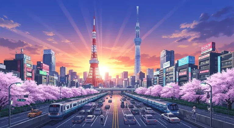 Anime city 4K wallpaper for computer monitor and laptop background display