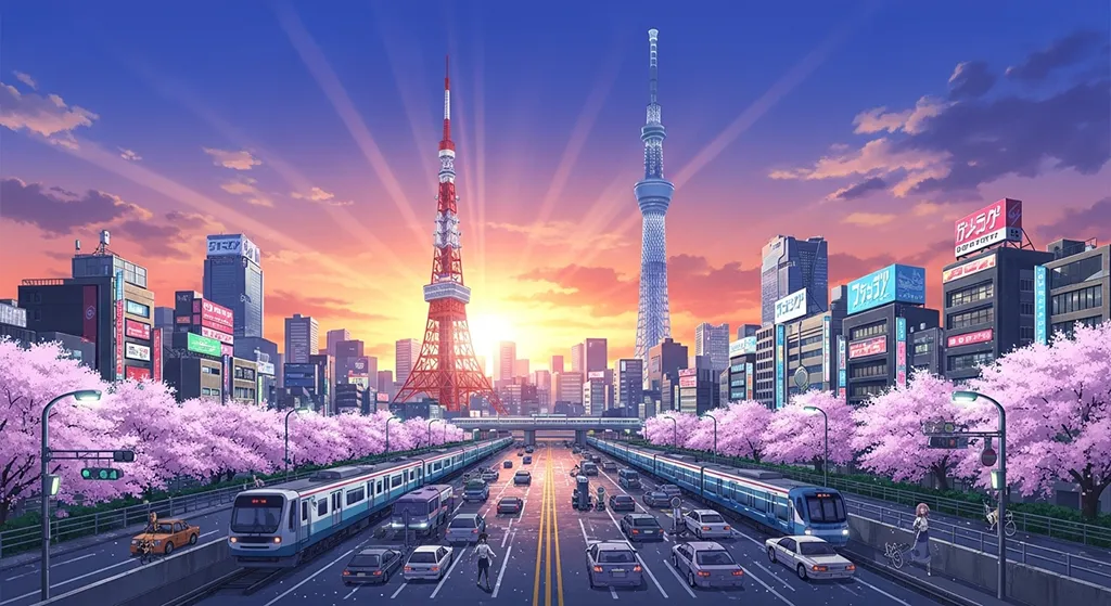 Anime city 4K wallpaper for computer monitor and laptop background display