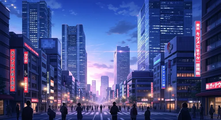 Anime city ultra HD desktop wallpaper in 4K resolution for computer screens