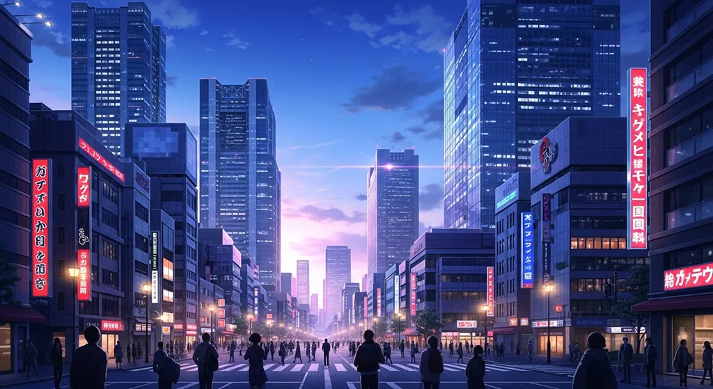 Anime city ultra HD desktop wallpaper in 4K resolution for computer screens