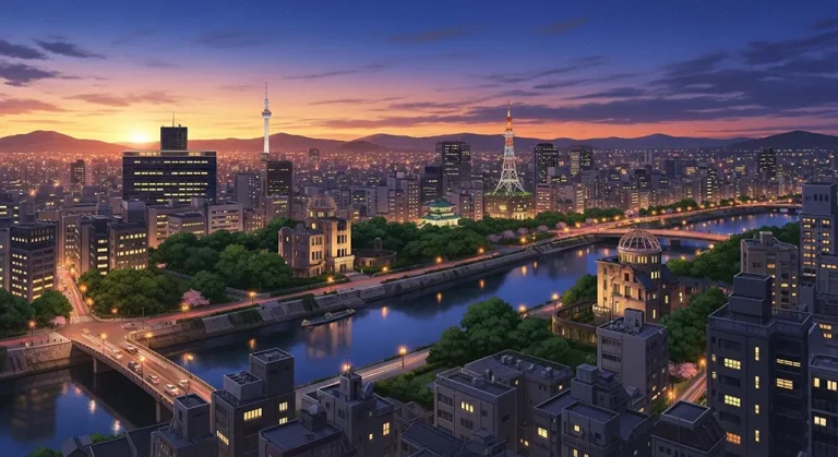 Anime city 4K wallpaper for computer monitor and laptop background display