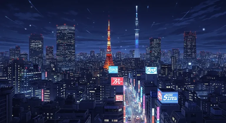 Anime city ultra HD desktop wallpaper in 4K resolution for computer screens