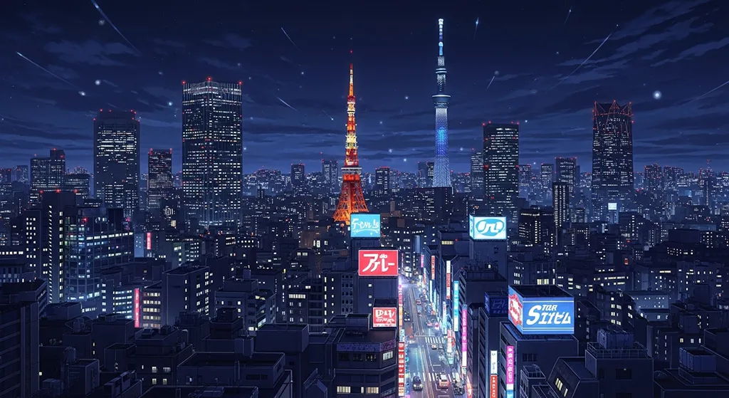 Anime city ultra HD desktop wallpaper in 4K resolution for computer screens