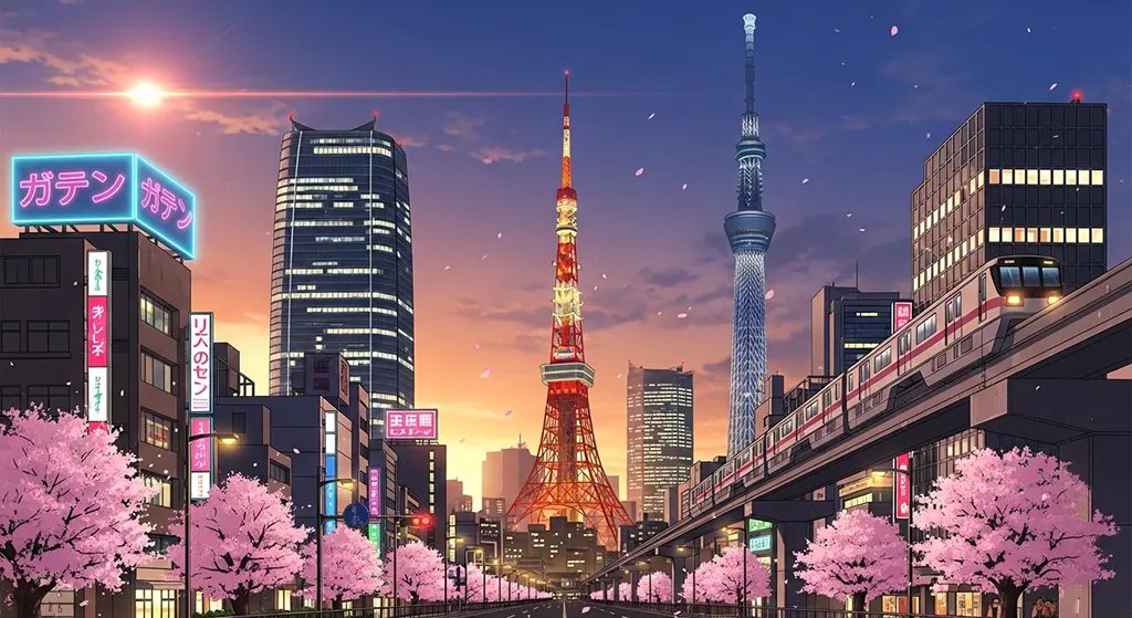 Anime city ultra HD desktop wallpaper in 4K resolution for computer screens