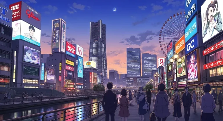 Anime city aesthetic wallpaper in 4K ultra HD for laptop and desktop screens
