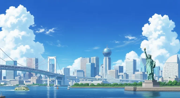 Anime city stylish ultra HD 4K background wallpaper for desktops and PCs