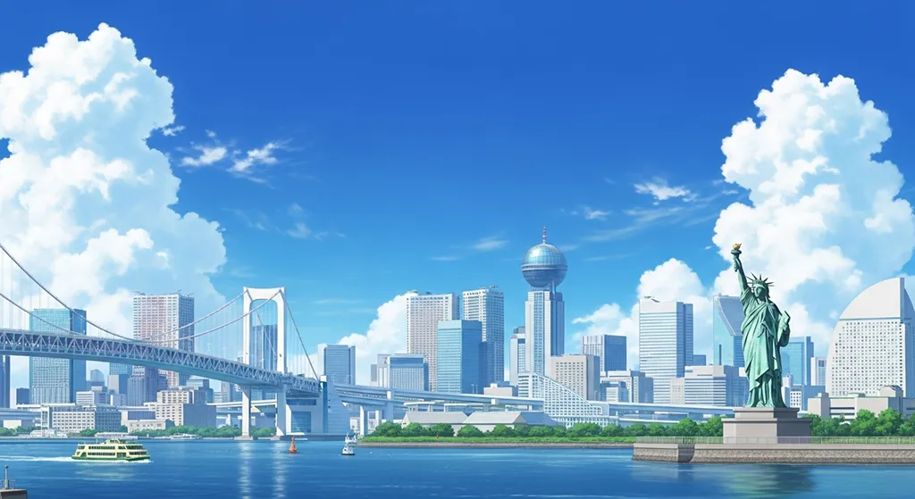 Anime city stylish ultra HD 4K background wallpaper for desktops and PCs