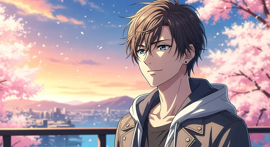 Aesthetic anime boy ultra HD 4K wallpaper background for laptop display