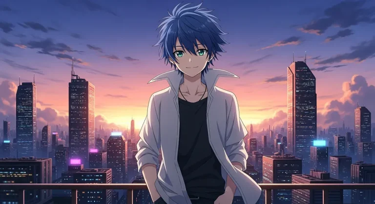 Aesthetic anime boy ultra HD 4K wallpaper background for laptop display