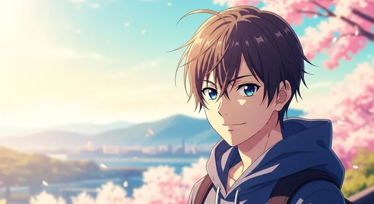 Aesthetic anime boy ultra HD 4K wallpaper background for laptop display
