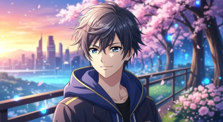 Cute Anime Boy wearing a hoodie