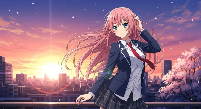 Ultra sharp anime girl 4K desktop wallpaper image for widescreen laptops
