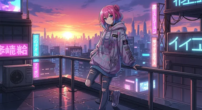 Japanese anime girl 4K background image for widescreen laptops and PCs