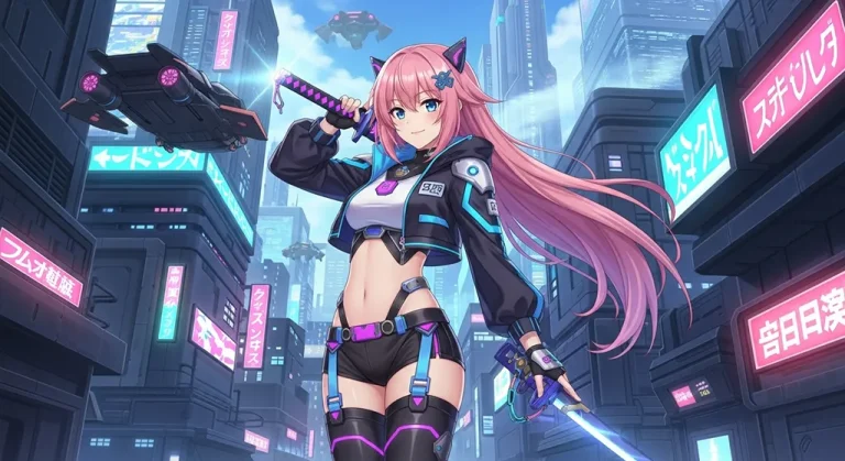 Ultra sharp anime girl 4K desktop wallpaper image for widescreen laptops