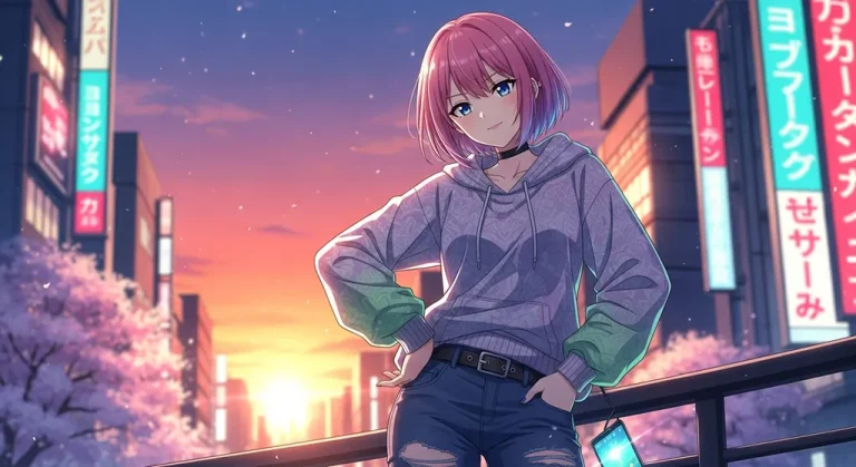 Anime girl stylish ultra HD 4K background wallpaper for desktops and PCs